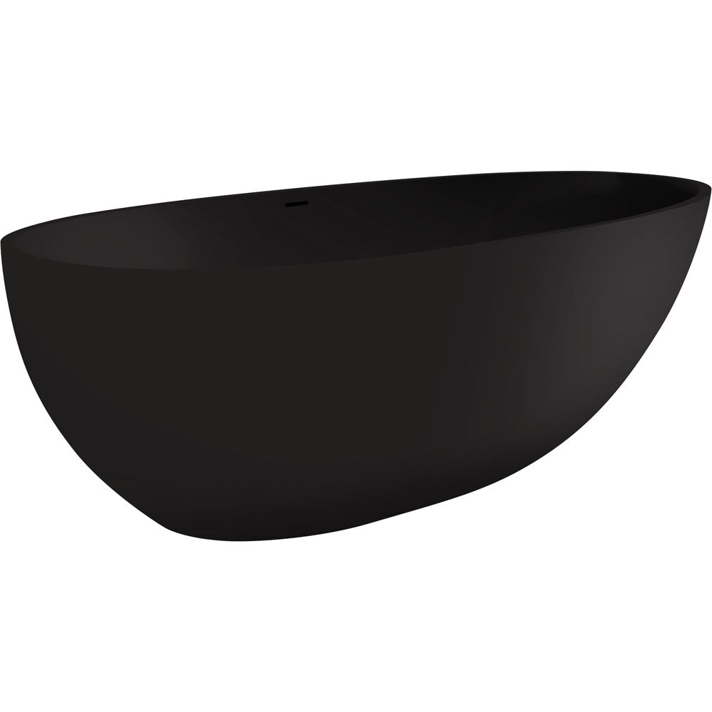 Fienza Bahama 1685mm Freestanding Stone Bath with Overflow - Matte Black - ST03-MB