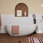 Fienza Bahama 1685mm Freestanding Stone Bath with Overflow - Matte White - ST03