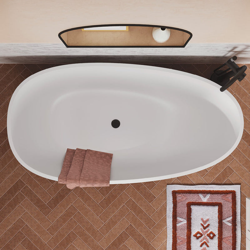 Fienza Bahama 1685mm Freestanding Stone Bath with Overflow - Matte White