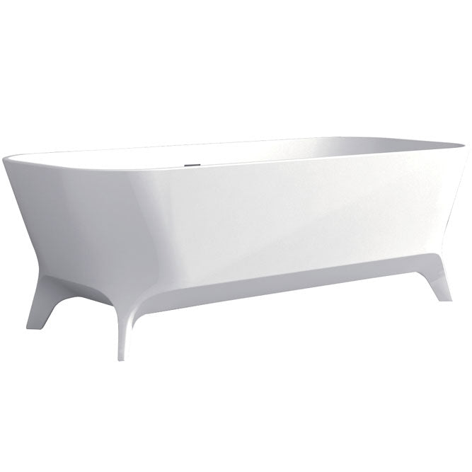 Fienza Hampton 1600mm Freestanding Stone Bath With Overflow - Matte White - ST17