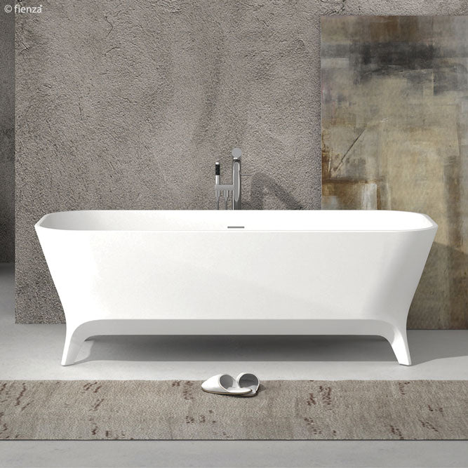 Fienza Hampton 1600mm Freestanding Stone Bath With Overflow - Matte White - ST17