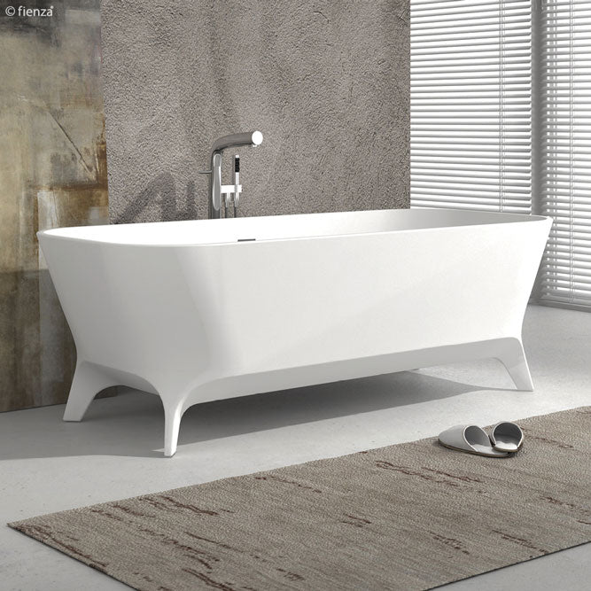 Fienza Hampton 1600mm Freestanding Stone Bath With Overflow - Matte White - ST17