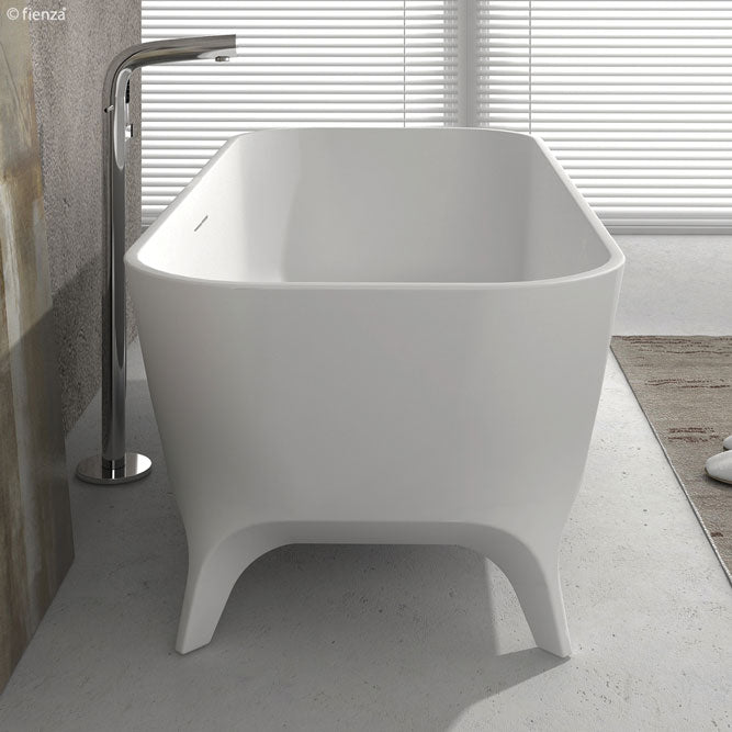 Fienza Hampton 1600mm Freestanding Stone Bath With Overflow - Matte White - ST17