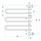 Thermorail 240V Straight/Round 675 Swivel Heated Towel Rail - SV43 Polished Stainless Steel