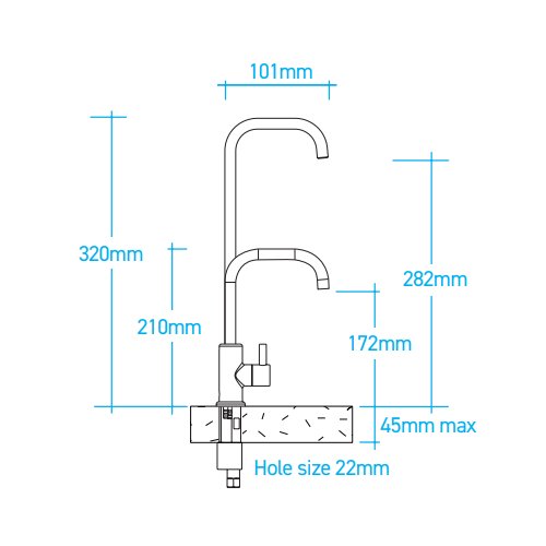 Billi B3000 Chilled Filter Tap with Square Slimline Dispenser - Urban Brass