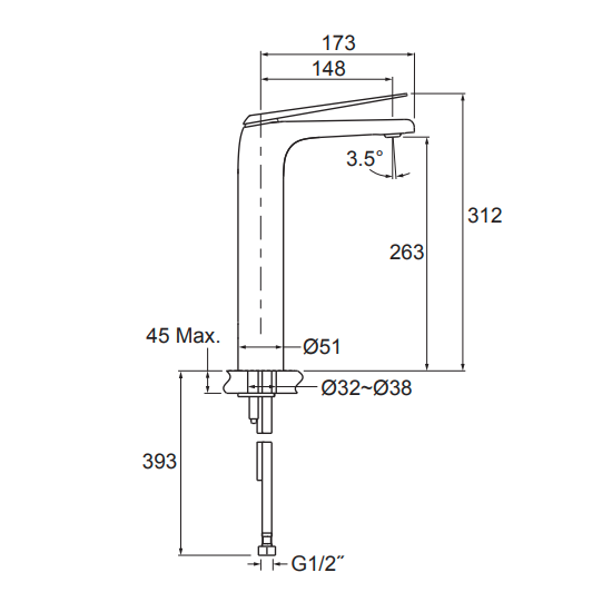 Kohler Avid Super Tall Basin Mixer Polished Chrome - 97348T-4ND-CP
