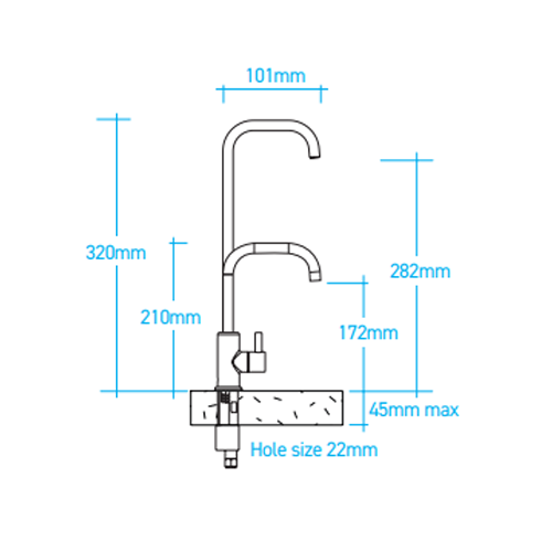 Billi B1000 Filtered Square Slimline Dispenser - Platinum