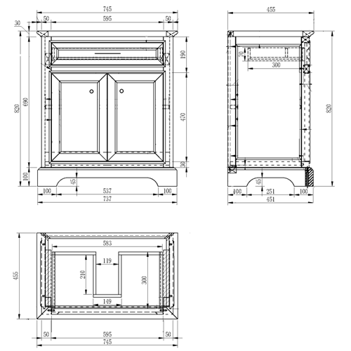 Ledin Ascot 750 Freestanding Vanity - LDA75SCW-SS