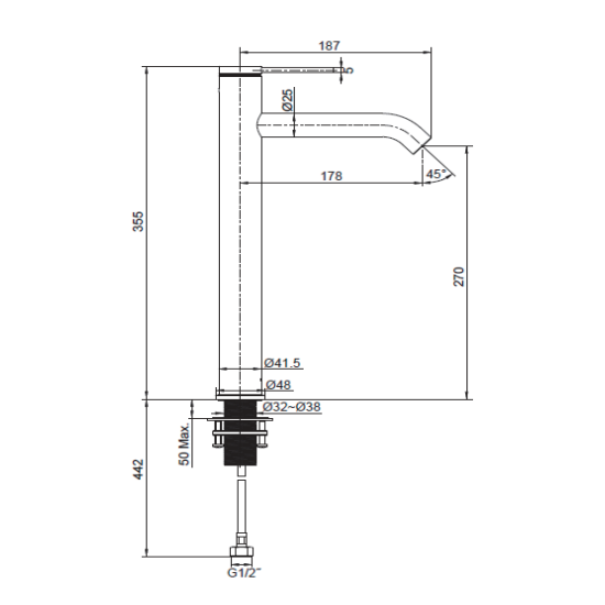 Kohler Components Super Tall Single Lever Basin Mixer - Polished Chrome - 77960T-4AND-CP
