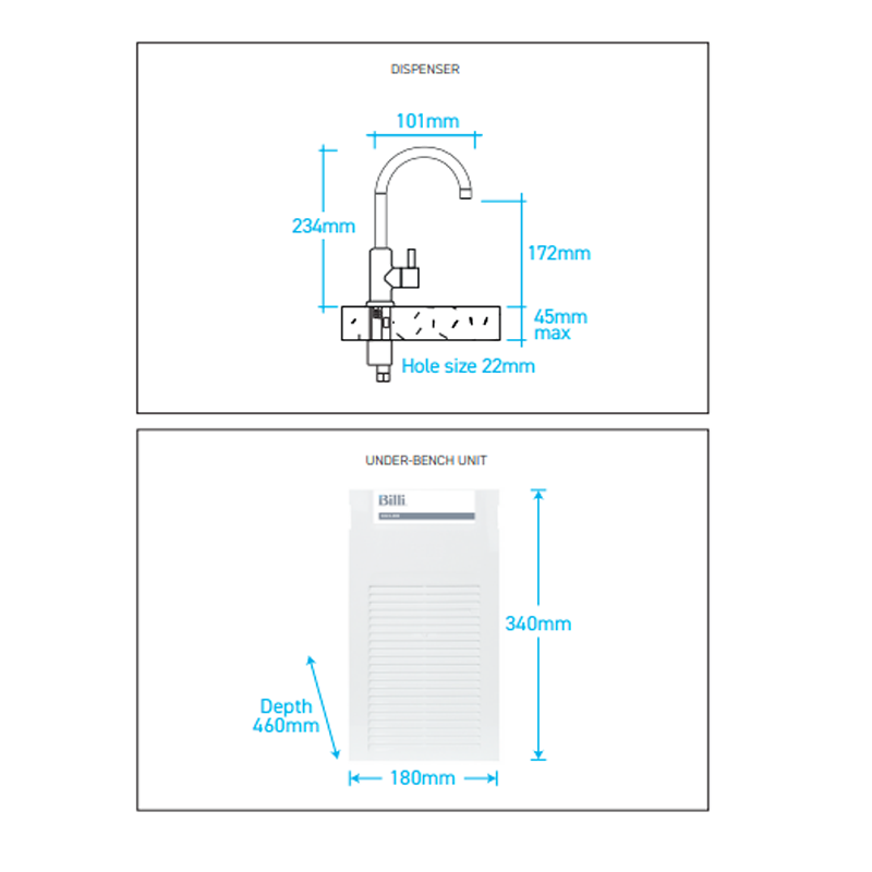 Billi B3000 Filter Tap with Round Slimline Dispenser Chilled - Matte White - 913000RMW