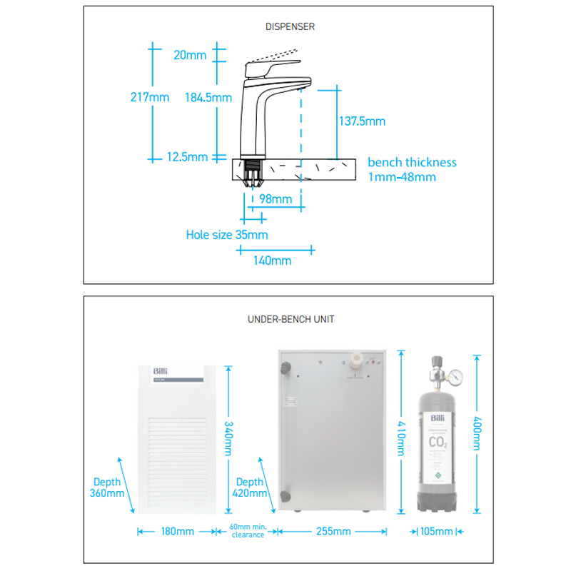 Billi B5000 XL Levered Dispenser Boiling, Chilled & Sparkling - Matte White