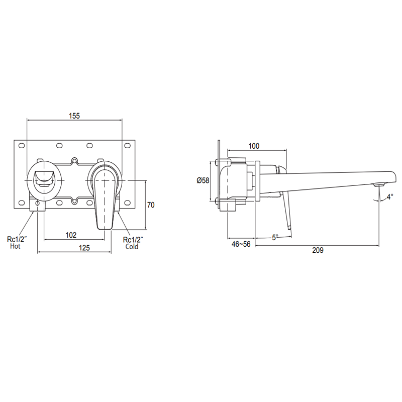 Kohler Avid Wall Mount Titanium Basin Set
