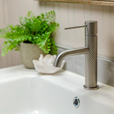 Greens Textura Basin Mixer - Brushed Stainless - 18302553