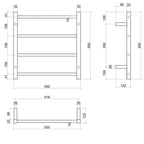 Thermorail 240V Straight 550 Round Heated Towel Ladder w/Eco Timer - SR25MB Matte Black - SR25MB + ET12C