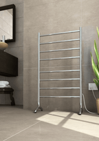 Thermorail 240V Freestanding 600 Straight/Round Heated Towel Rail - FS66E Polished Stainless Steel