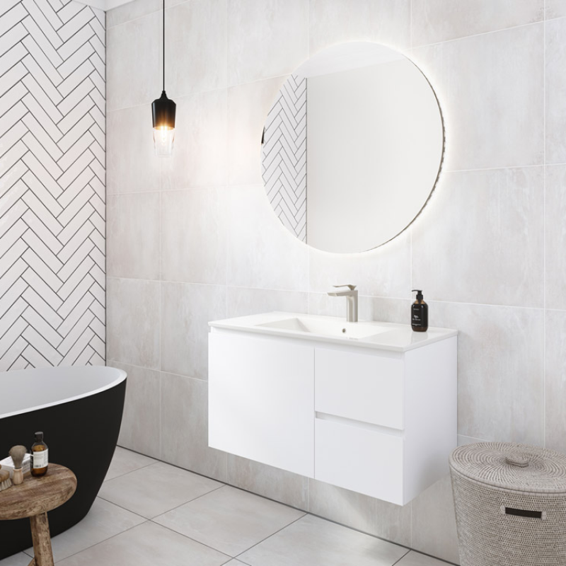 Timberline Nevada Wall Hung Vanity with Alpha Ceramic Top 900mm - NEVV900CAPHW