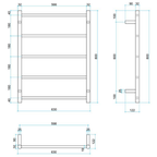 Thermogroup USR54 Straight Round Non-Heated Ladder Towel Rail 630 x 800mm