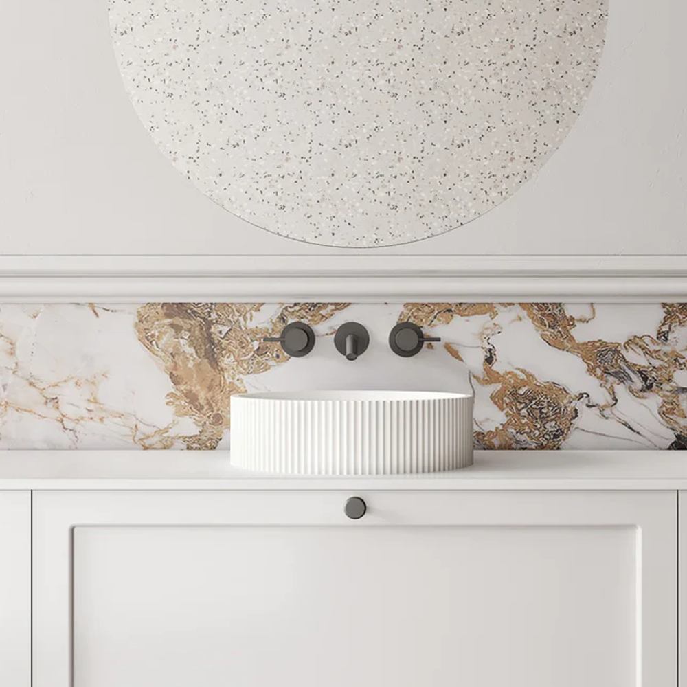 Cassa Design V-Groove Round Above Counter Basin - Matte White - VG363610