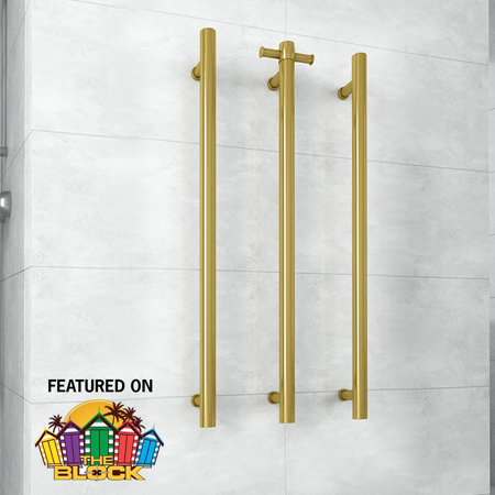 Thermogroup 12V Single Heated 900mm Vertical Bar - VS900HBG Brushed Gold