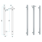 Thermogroup 12V Single Heated 900mm Vertical Bar - VS900H Polished Stainless Steel