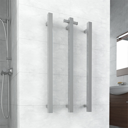 Thermorail 12V Square Single Heated 900mm Vertical Bar - VS900SH Polished Stainless Steel