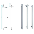 Thermorail 12V Square Single Heated 900mm Vertical Bar - VS900SH Polished Stainless Steel