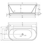 Cassa Design Westminster 1700mm Back To Wall Bath Includes Overflow - Gloss White - BT-WA1700