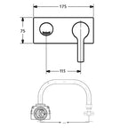 Hansa Vantis Pin Wall Mounted Basin/Bath Mixer- Specification