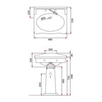 Parisi Hermitage 68 Basin with Pedestal 3TH Specification