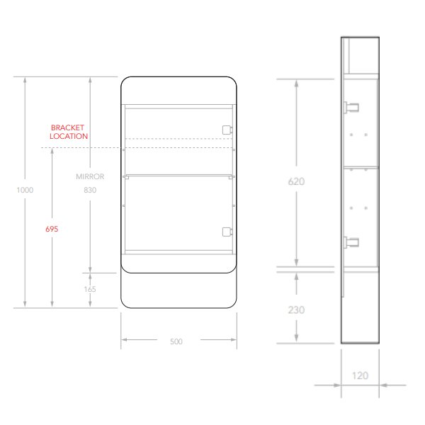 ADP Enzo Mirrored Shaving Cabinet - SCEN50100BK - Cass Brothers