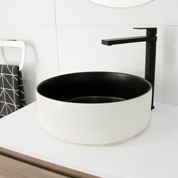 ADP Margot Duo Above Counter Basin - Matte White/Black - Cass Brothers