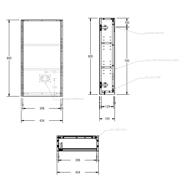 ADP Muse Mirrored Shaving Cabinet - MUSC4380 - Cass Brothers