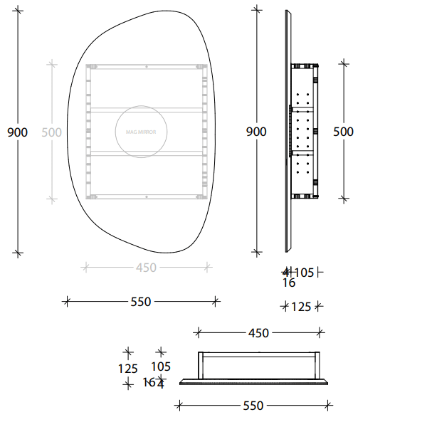 ADP Organic Mirrored Shaving Cabinet - ORSC5590 - Cass Brothers