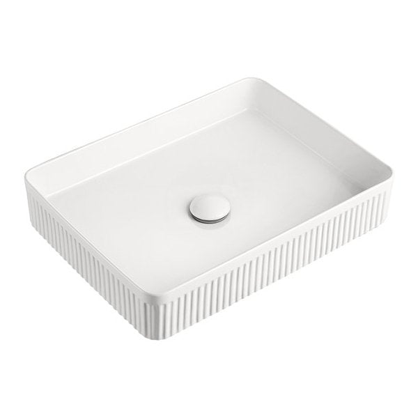 ADP Rectangular Fluted Above Counter Basin - Gloss White - Cass Brothers