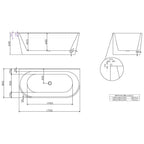 Decina Alegra Back to Wall Freestanding Bath Black specifications