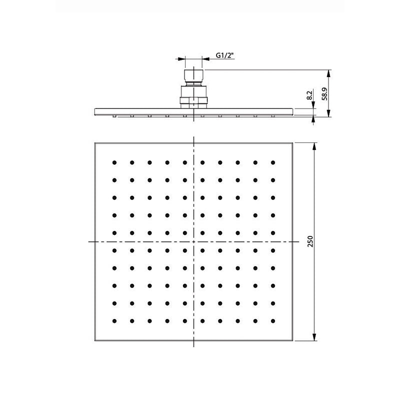 Aquas Air Brass 250mm Overhead Shower Square - Chrome - Cass Brothers