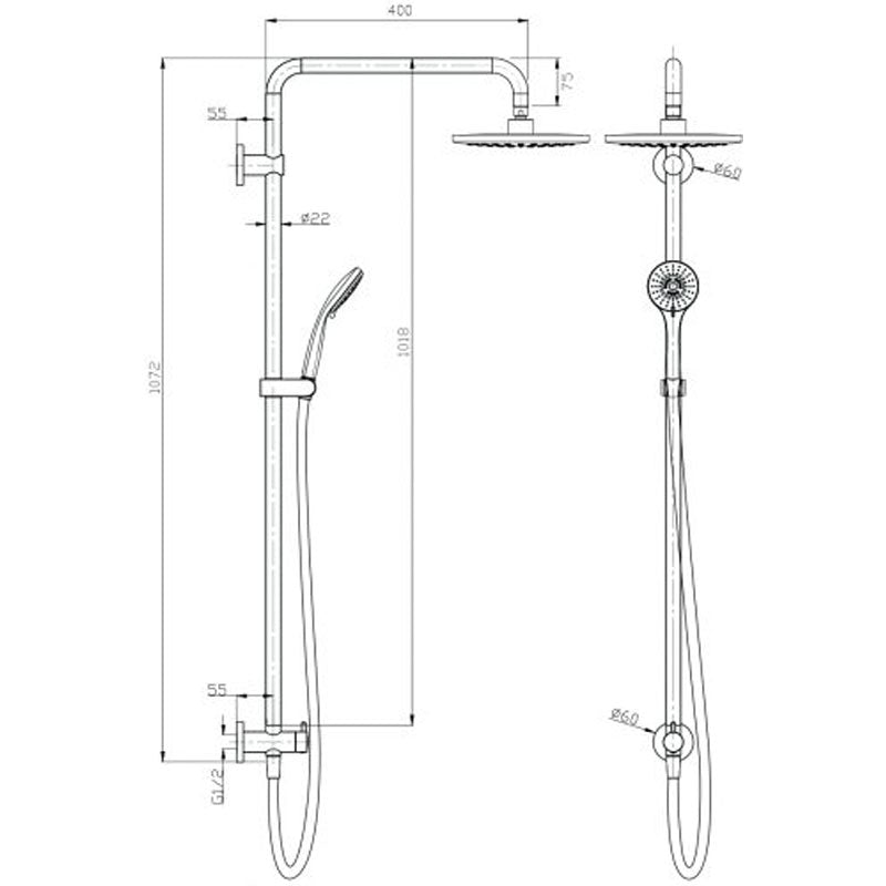 Aquas LUFT 200 3 Twin Shower System - Chrome - Cass Brothers
