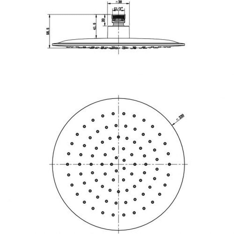 Aquas LUFT 230 Round ABS Overhead Shower - Chrome - Cass Brothers