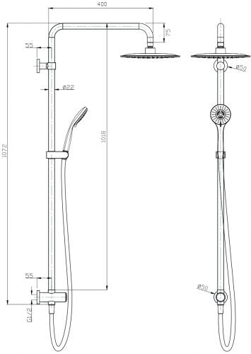 Aquas LUFT 3 Twin Shower System - Chrome - Cass Brothers