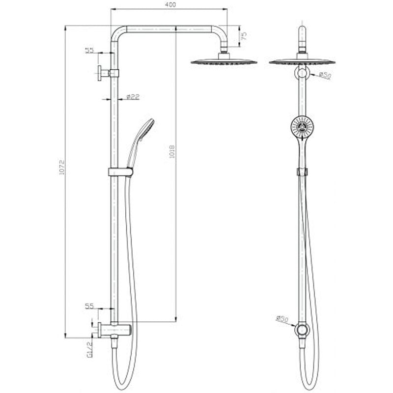 Aquas LUFT 3 Twin Shower System - Matte Black - Cass Brothers