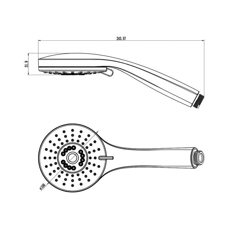 Aquas Luft Handshower 100 with Air Injection 3 Function - Chrome - Cass Brothers
