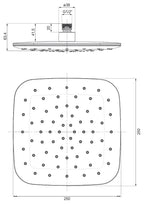 Aquas Ultra 250 Square ABS Overhead Shower - Chrome - Cass Brothers