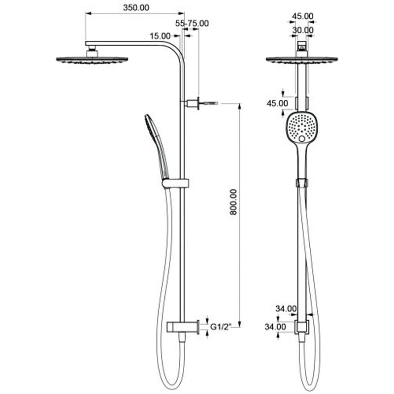 Aquas Ultra 3 Twin Shower System - Chrome - Cass Brothers