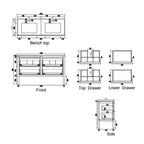 Parisi Arrivo 1400 Floor Cabinet with Double White MArble Top 2TH- Noce Oak Specification