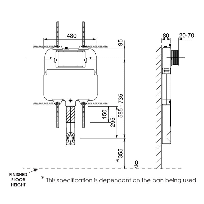 Argent 80 In Wall Cistern - Pneumatic - Cass Brothers