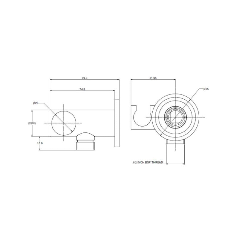 Argent Adjustable Wall Bracket and Union with Round Flange - Cass Brothers