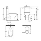 Argent Alto Plus PWD Back To Wall Toilet - S&P Trap, Bottom Entry with Backrest - Cass Brothers