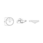 Argent Azure 450mm Round Counter Top Basin 1 tap Hole - Gloss White - Cass Brothers