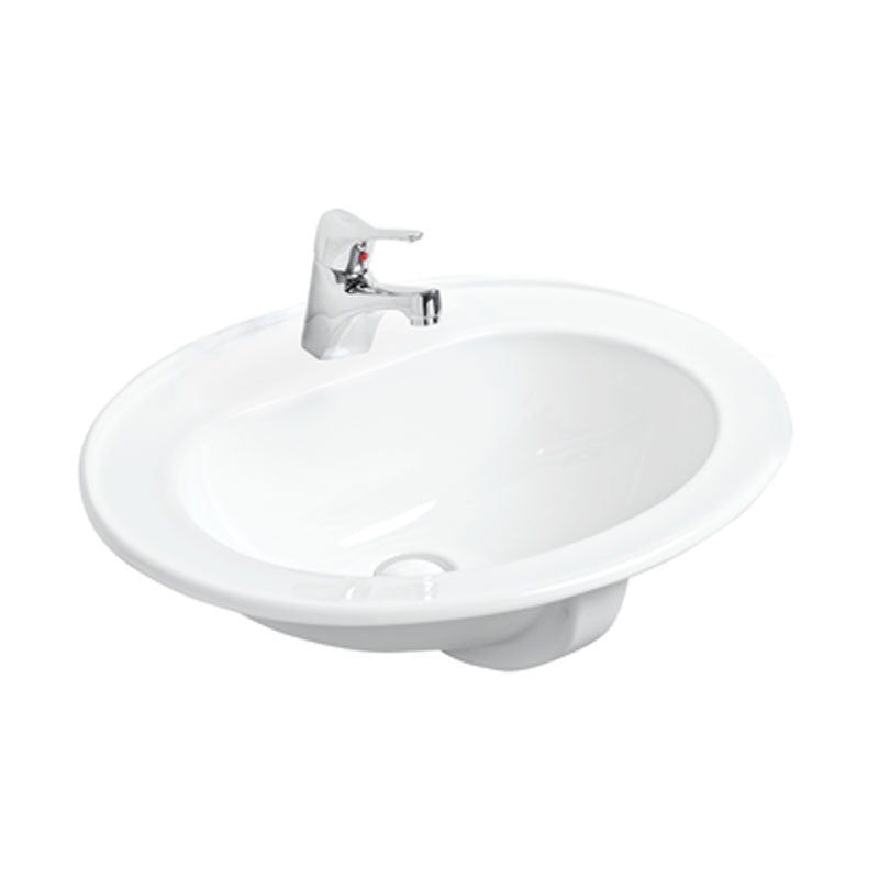 Argent Azure 575 Oval Drop In Basin 1 Tap Hole Soap Dispenser Left - Gloss White - Cass Brothers