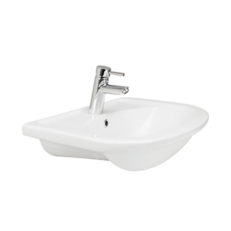 Argent Azure 580 Semi Recessed Basin 1 Tap Hole - Gloss White - Cass Brothers